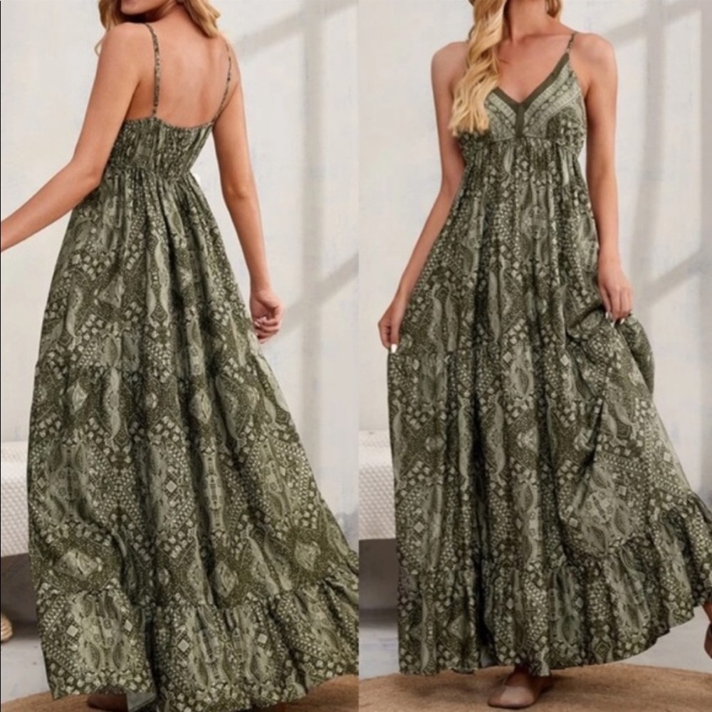 Bohemian Boho Gypsy Ruffle Cami Maxi Dress - Picture 13 of 13
